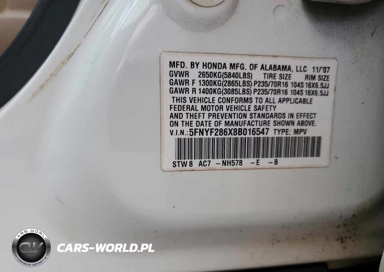 2008 Honda Pilot Exl VIN:5FNYF286X8B016547 - 13
