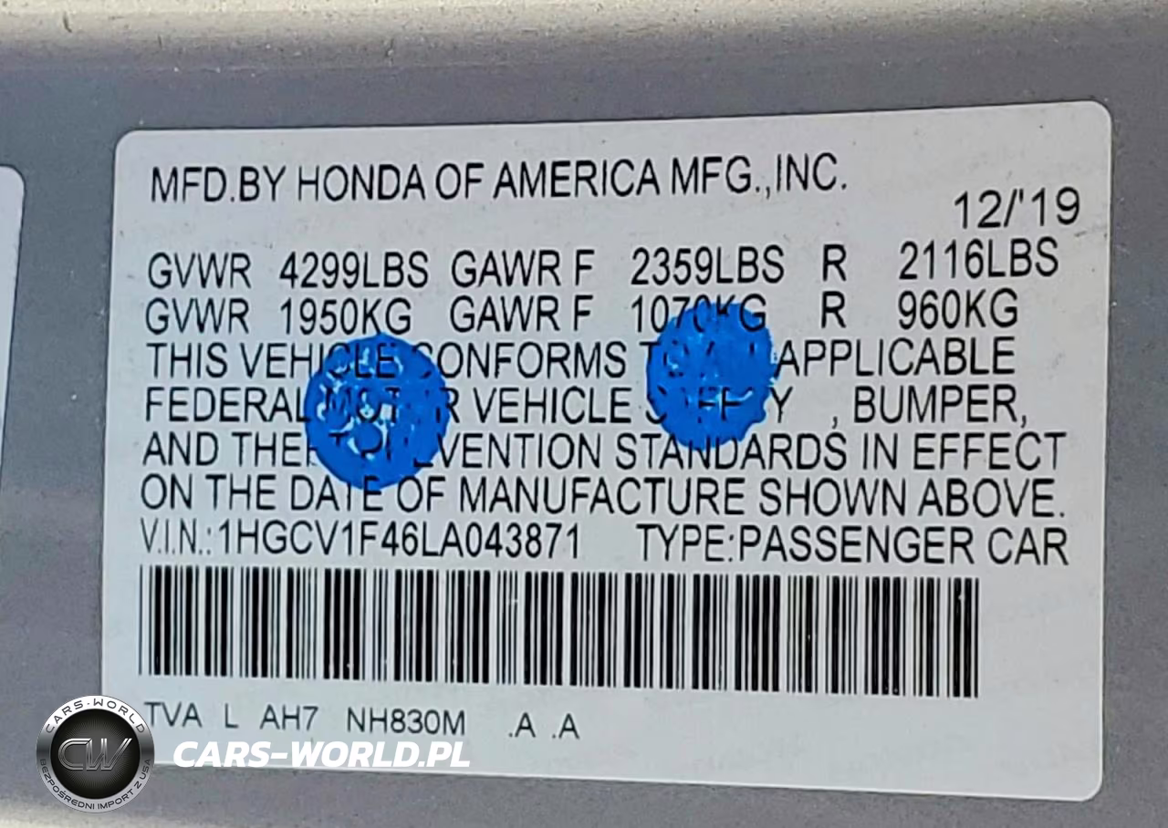 2020 Honda Accord Ex VIN:1HGCV1F46LA043871 - 12