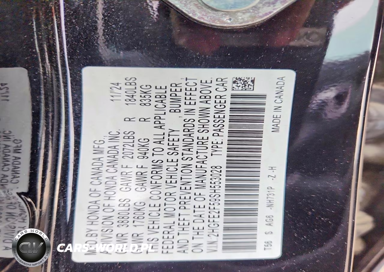 2025 Honda Civic Sport VIN:2HGFE2F59SH553028 - 12
