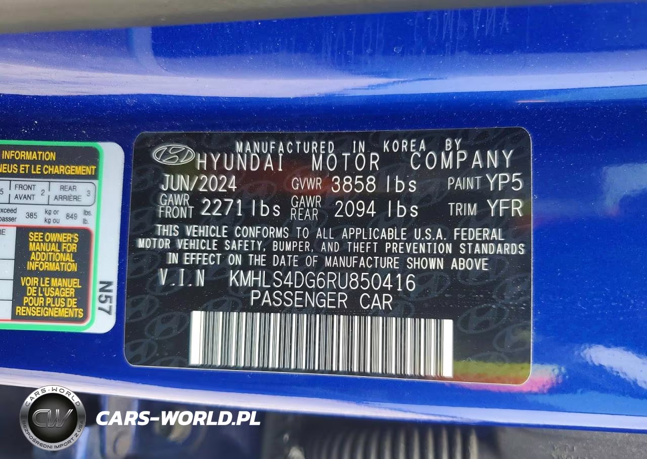 2024 Hyundai Elantra Sel VIN:KMHLS4DG6RU850416 - 12