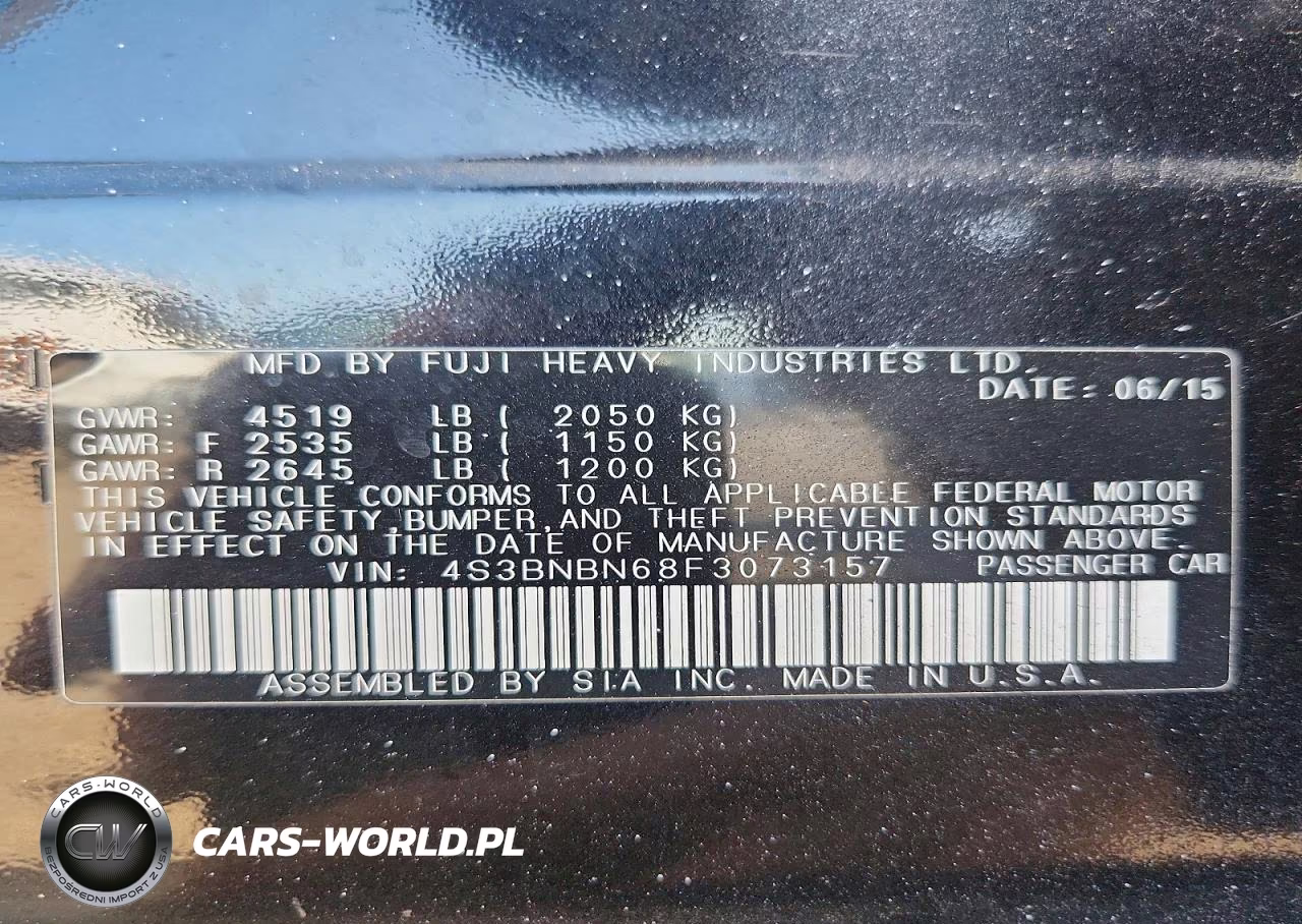 2015 Subaru Legacy 2.5I Limited VIN:4S3BNBN68F3073157 - 12