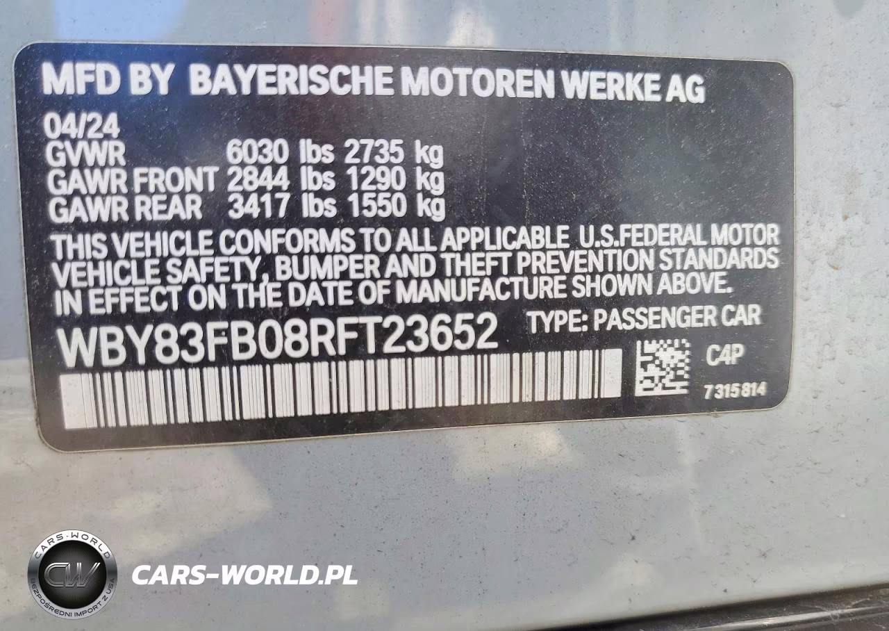 2024 BMW I4 xDrive 40 VIN:WBY83FB08RFT23652 - 12