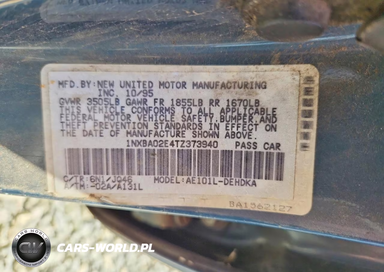 1996 Toyota Corolla VIN:1NXBA02E4TZ373940 - 12