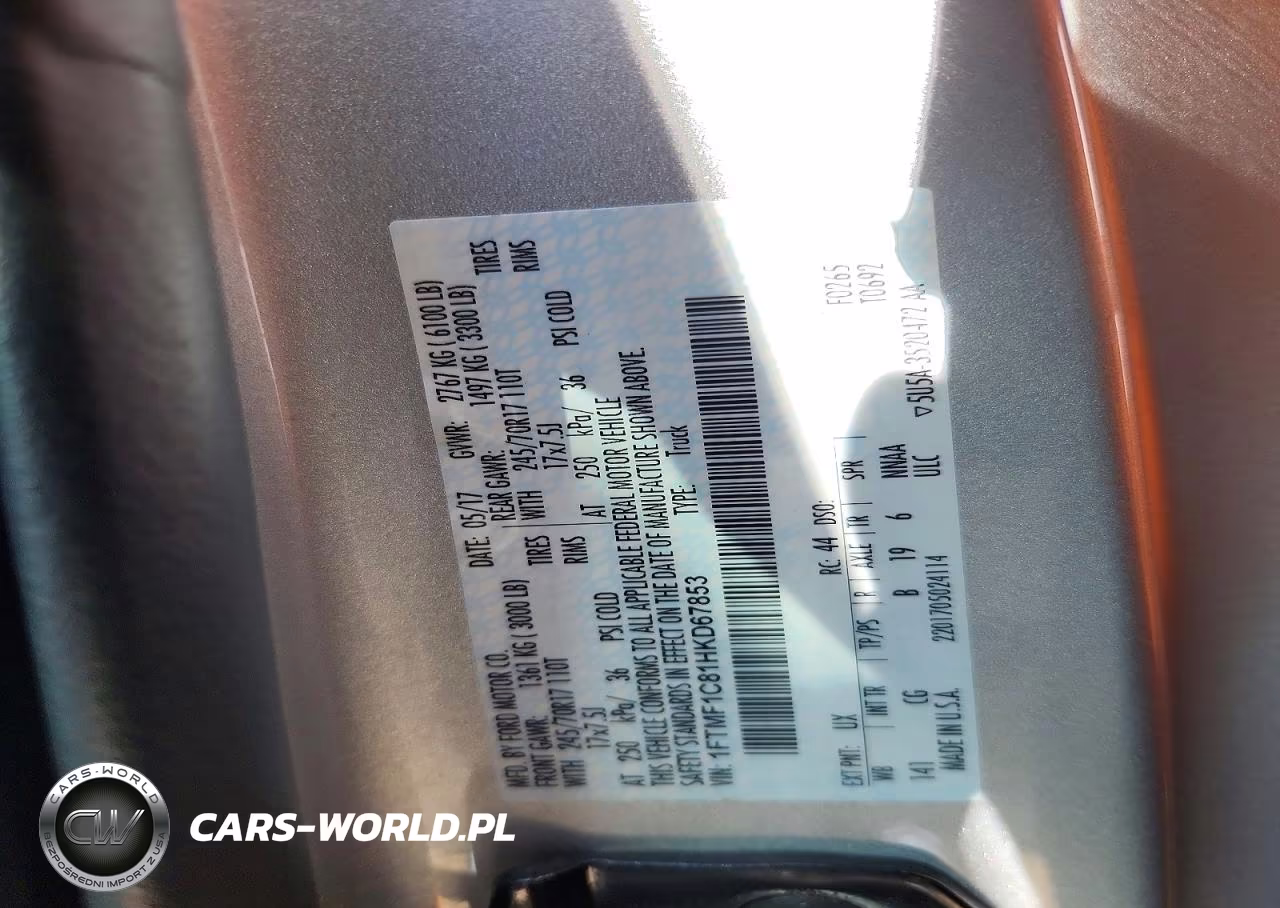 2017 Ford F150 VIN:1FTMF1C81HKD67853 - 12