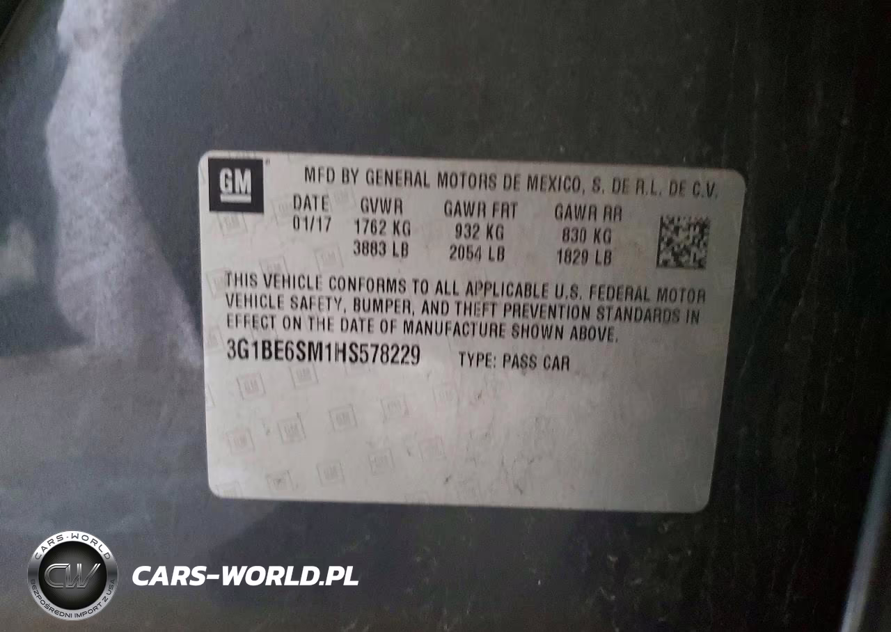 2017 Chevrolet Cruze Lt VIN:3G1BE6SM1HS578229 - 12
