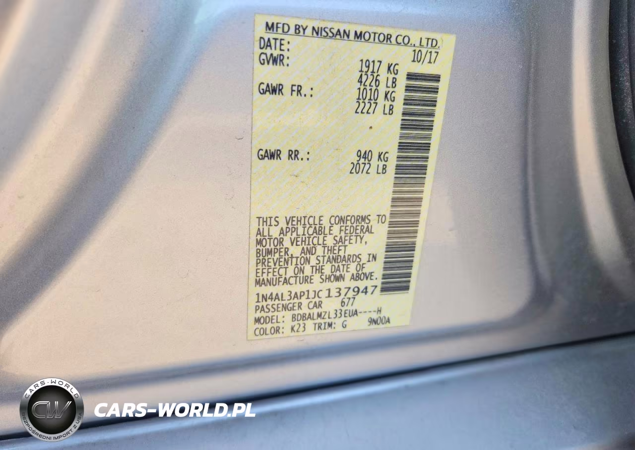 2018 Nissan Altima 2.5 Sv VIN:1N4AL3AP1JC137947 - 12
