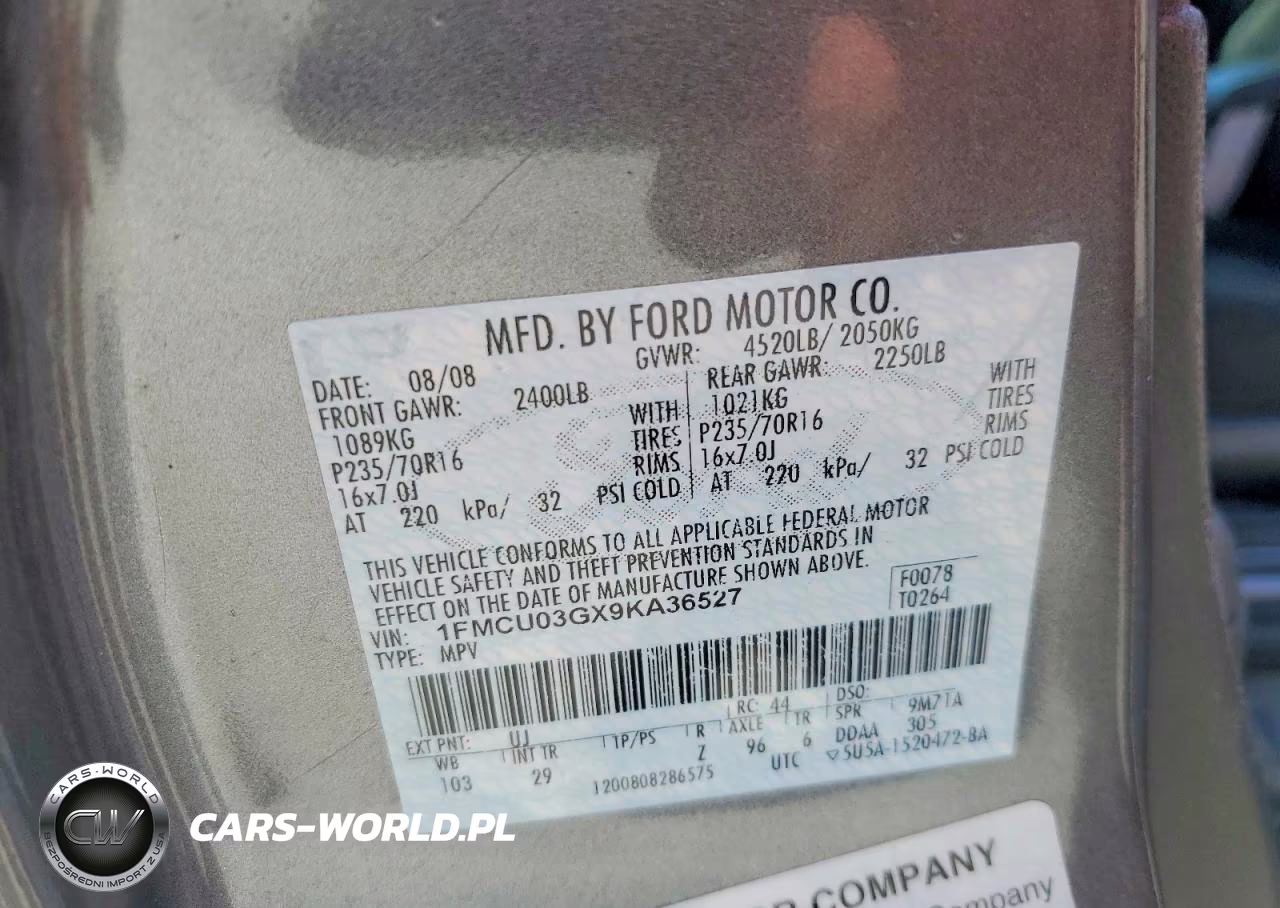 2009 Ford Escape Xlt VIN:1FMCU03GX9KA36527 - 13
