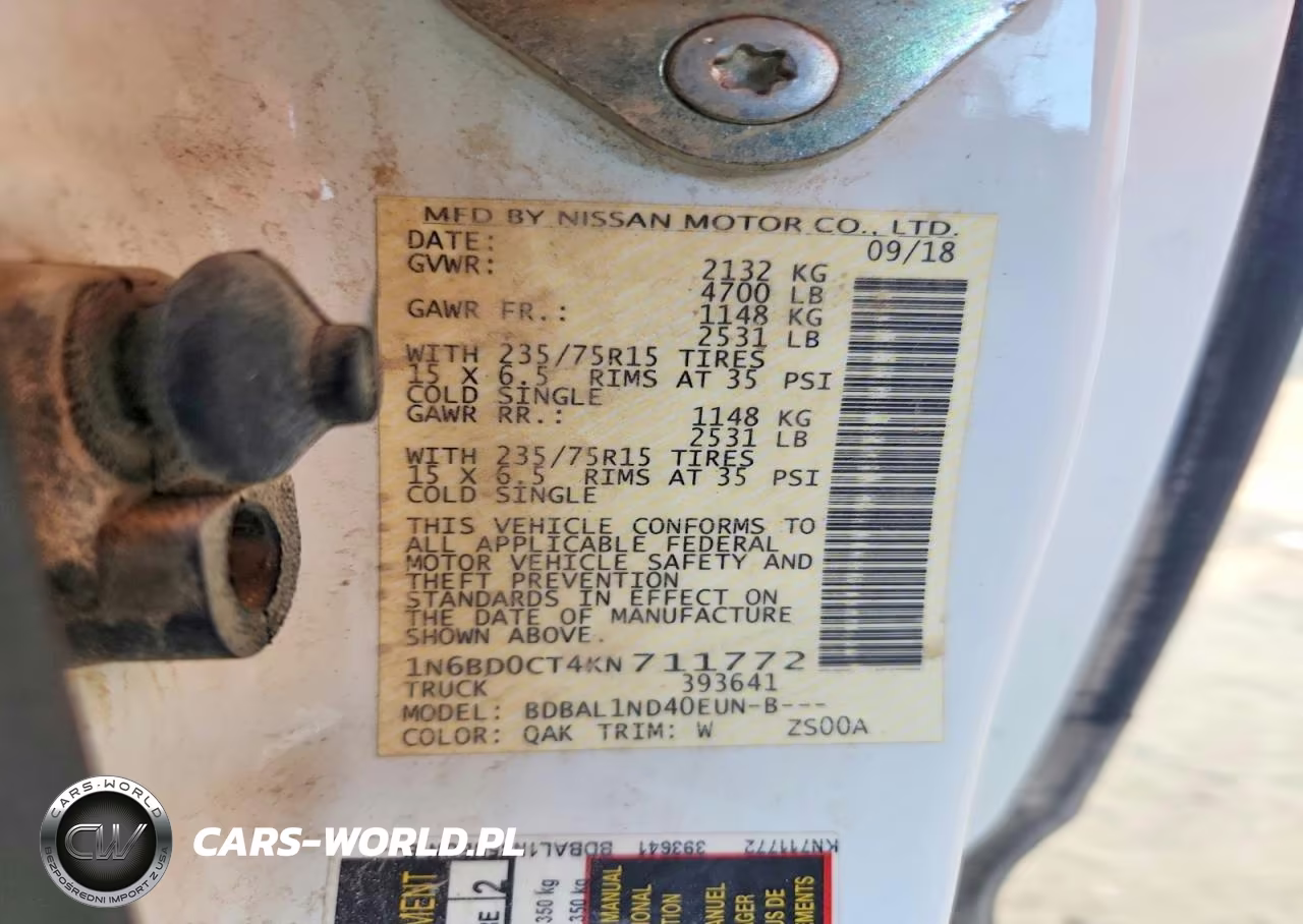2019 Nissan Frontier S VIN:1N6BD0CT4KN711772 - 12