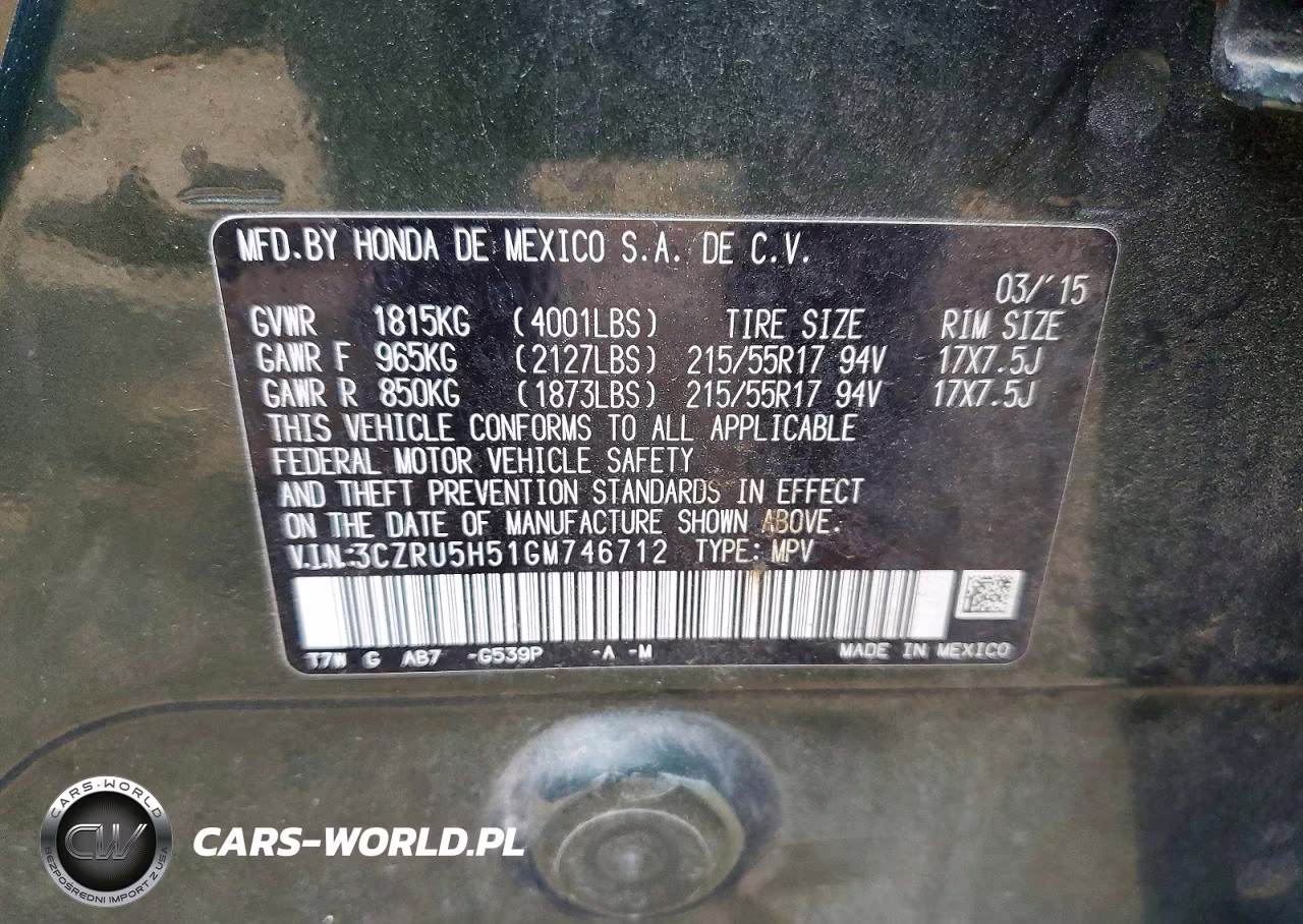 2016 Honda Hr-V Ex VIN:3CZRU5H51GM746712 - 12