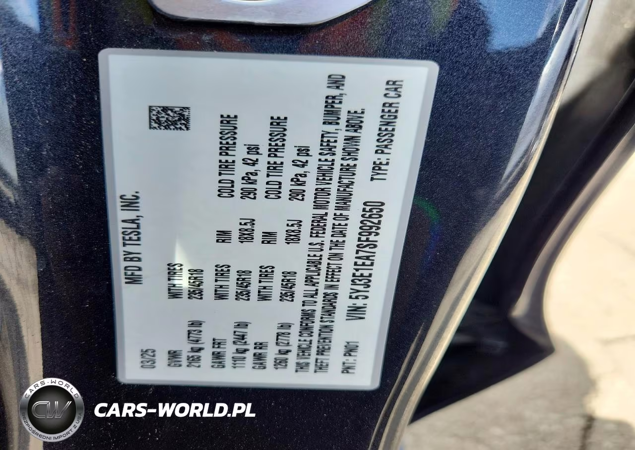 2025 Tesla Model 3 VIN:5YJ3E1EA7SF992650 - 13