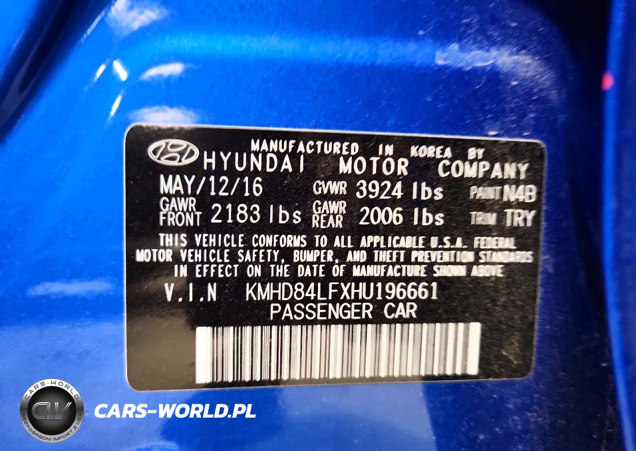 2017 Hyundai Elantra Limited VIN:KMHD84LFXHU196661 - 13