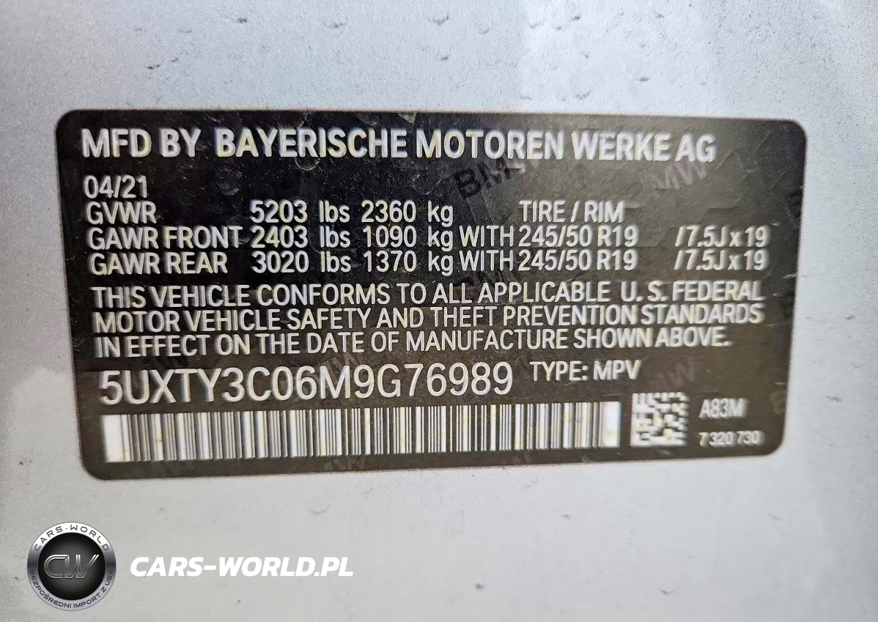 2021 BMW X3 Sdrive30I VIN:5UXTY3C06M9G76989 - 13