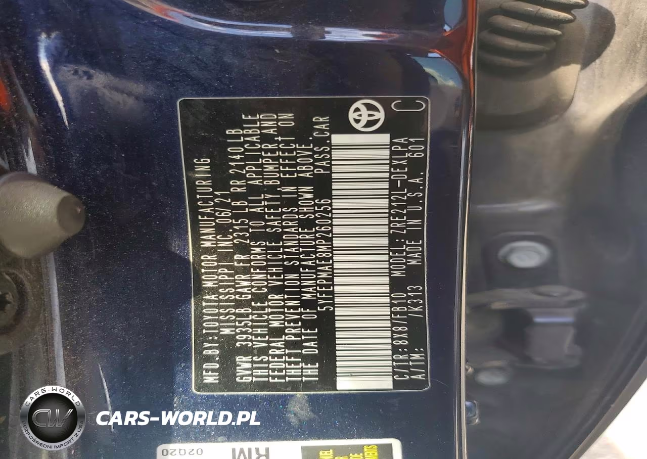 2021 Toyota Corolla Le VIN:5YFEPMAE8MP260256 - 12