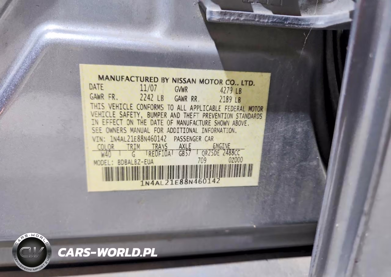 2008 Nissan Altima 2.5 VIN:1N4AL21E88N460142 - 12