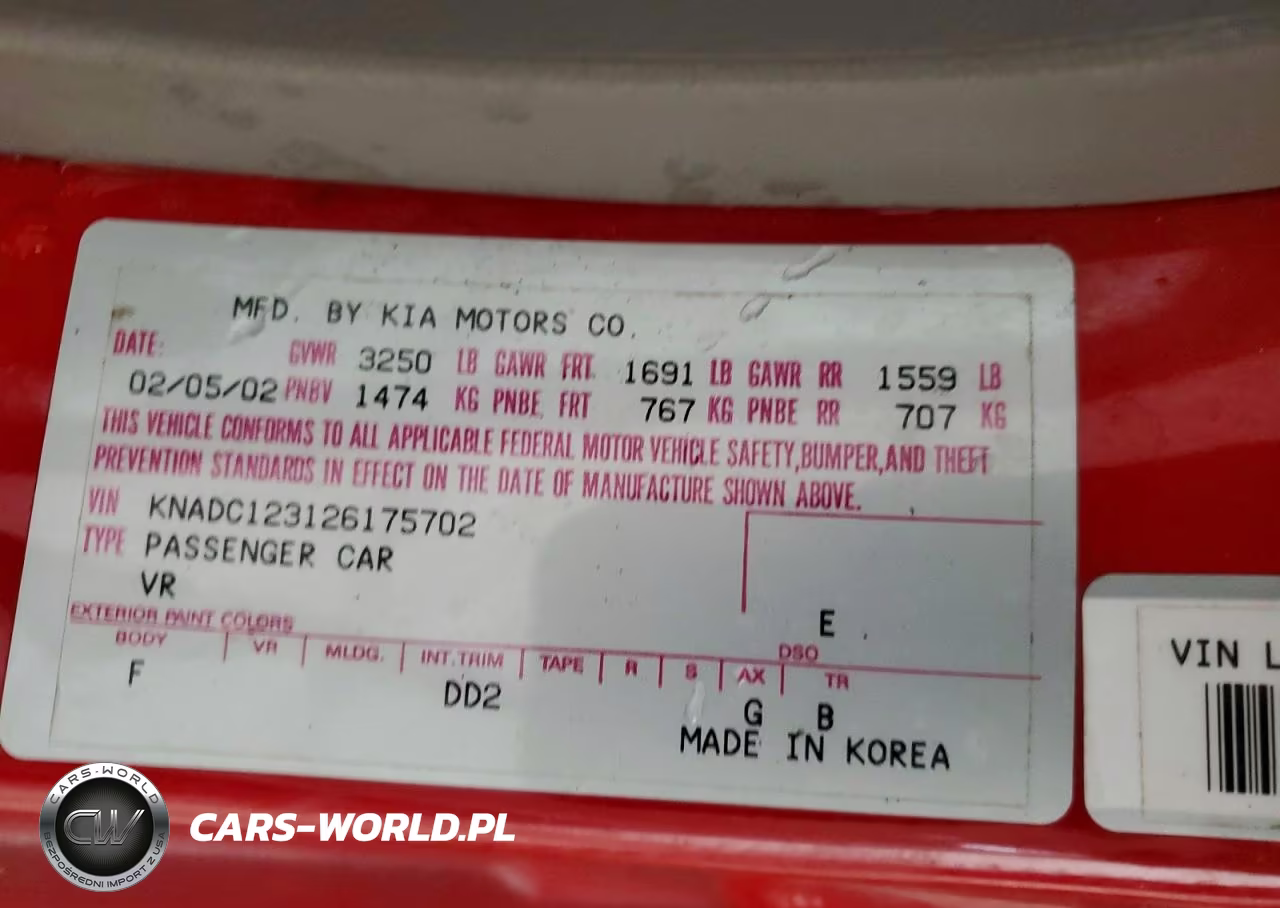 2002 Kia Rio Base VIN:KNADC123126175702 - 12