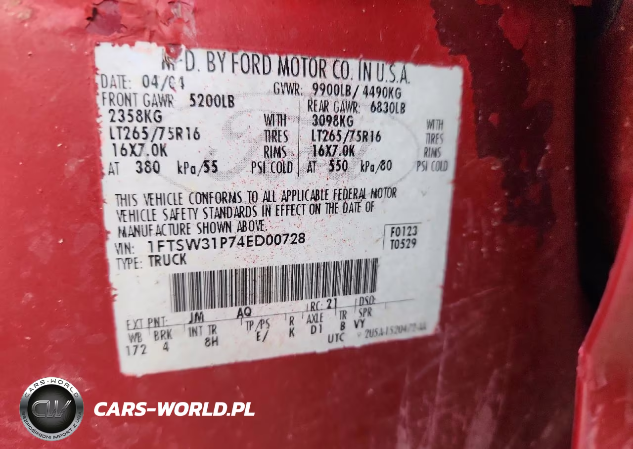 2004 Ford F350 Srw Super Duty VIN:1FTSW31P74ED00728 - 13