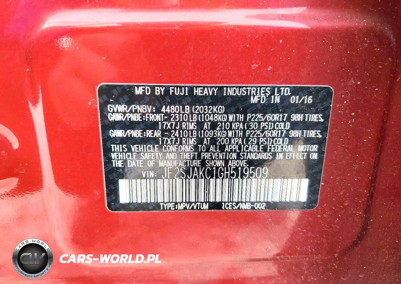 2016 Subaru Forester 2.5I Limited VIN:JF2SJAKC1GH519509 - 13