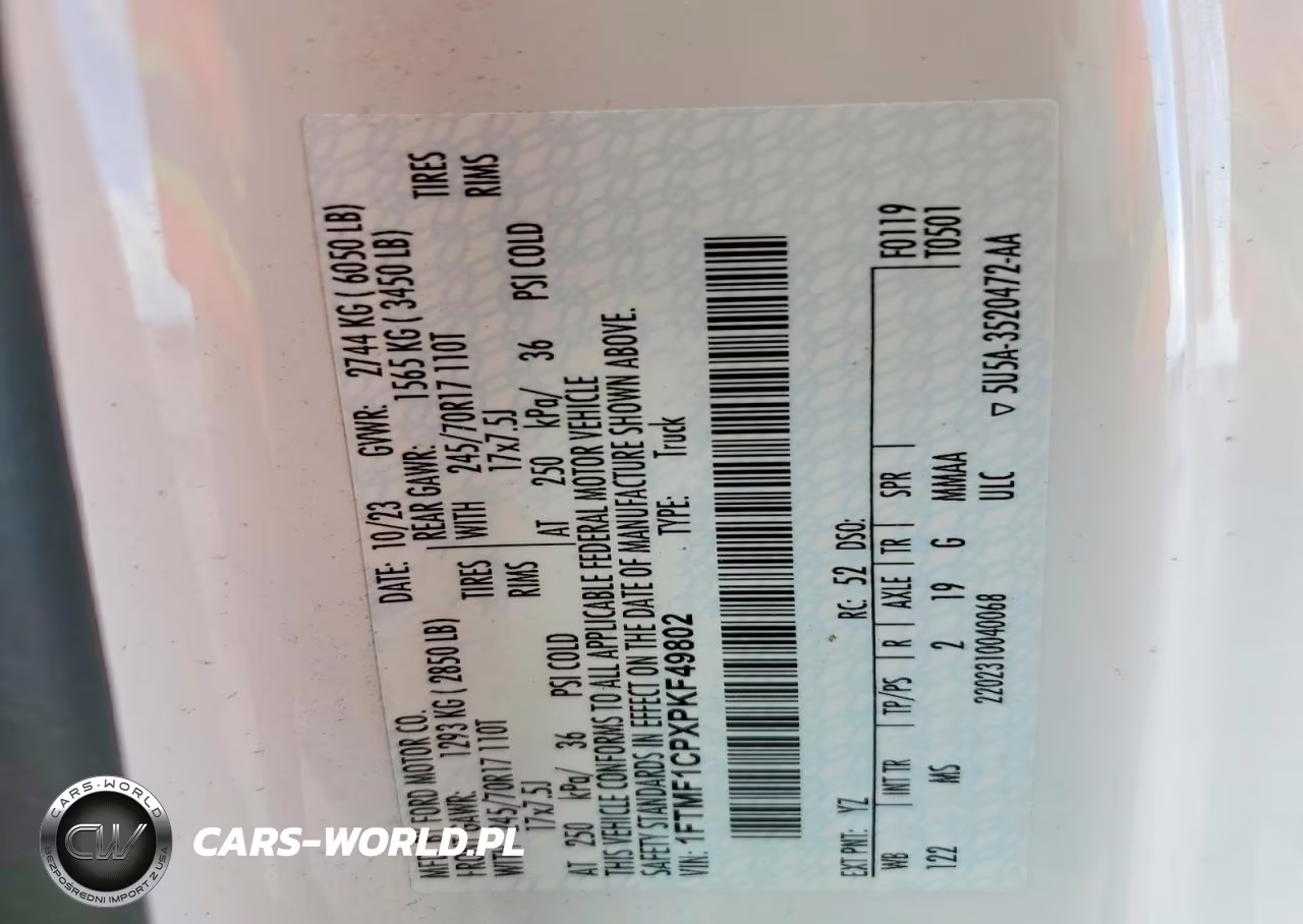 2023 Ford F150 VIN:1FTMF1CPXPKF49802 - 12