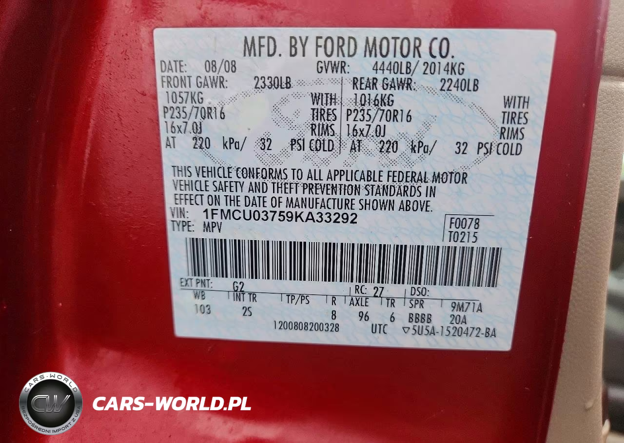 2009 Ford Escape Xlt VIN:1FMCU03759KA33292 - 12