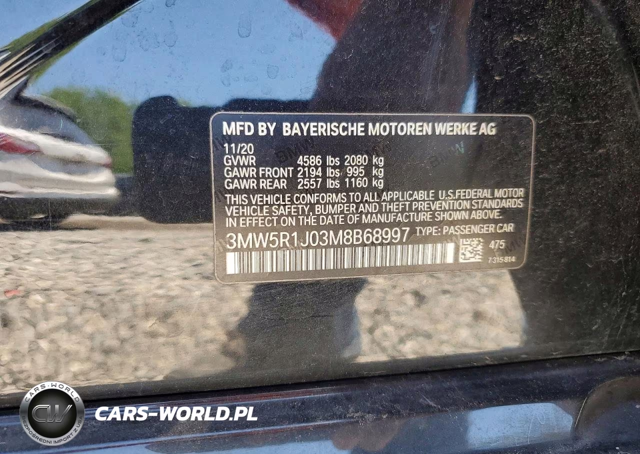 2021 BMW 330I VIN:3MW5R1J03M8B68997 - 12