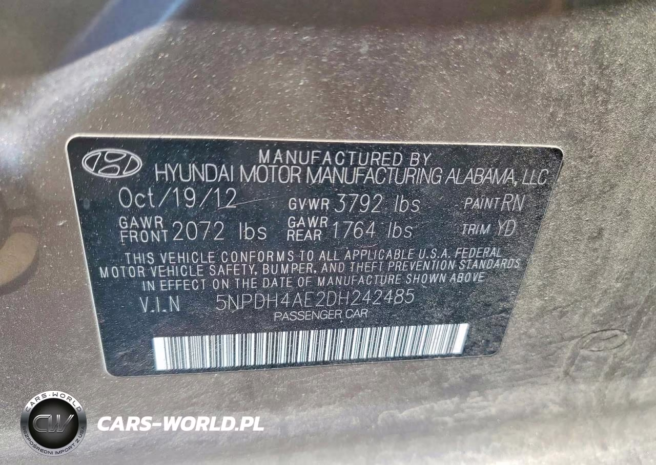 2013 Hyundai Elantra Gls VIN:5NPDH4AE2DH242485 - 12