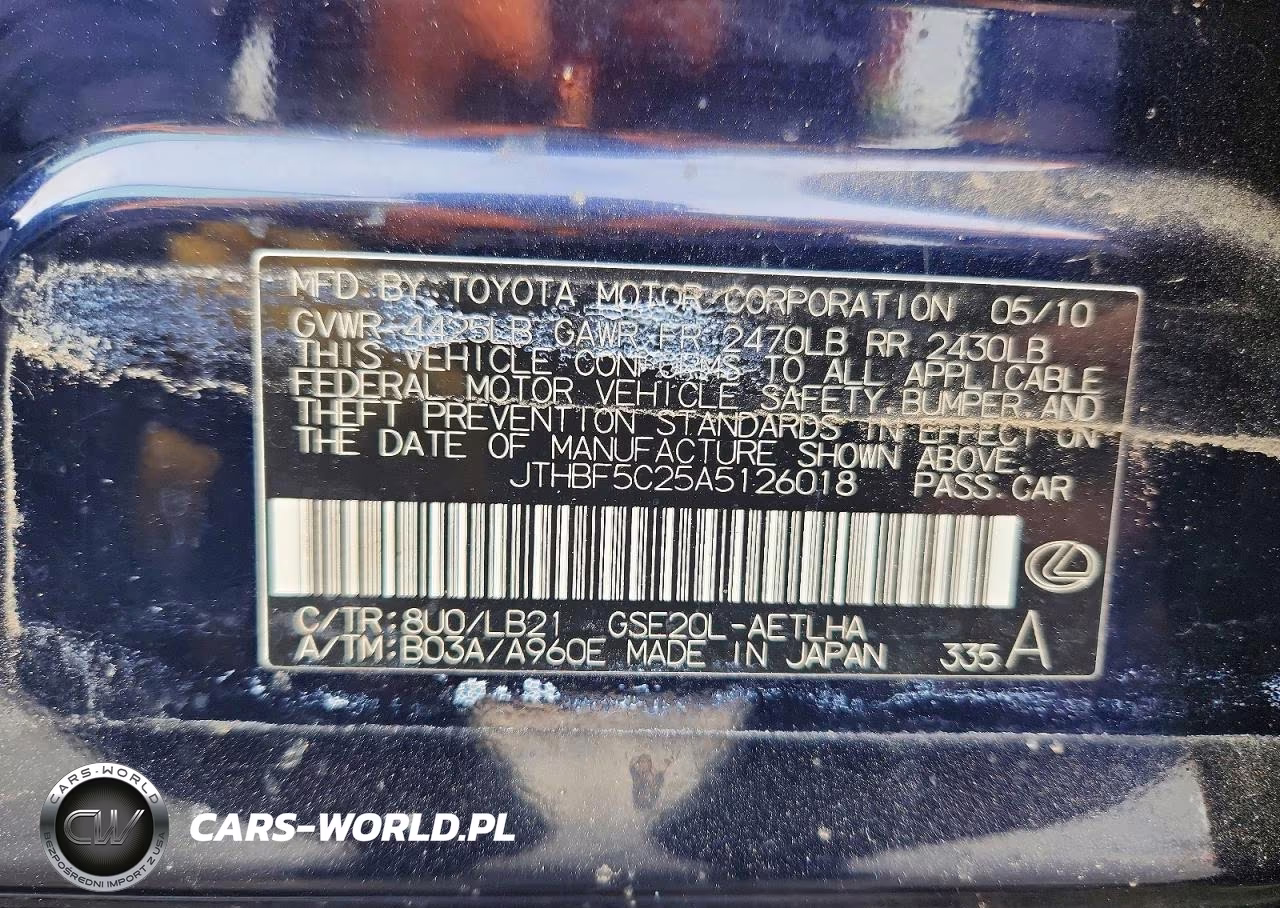 2010 Lexus Is 250 VIN:JTHBF5C25A5126018 - 12