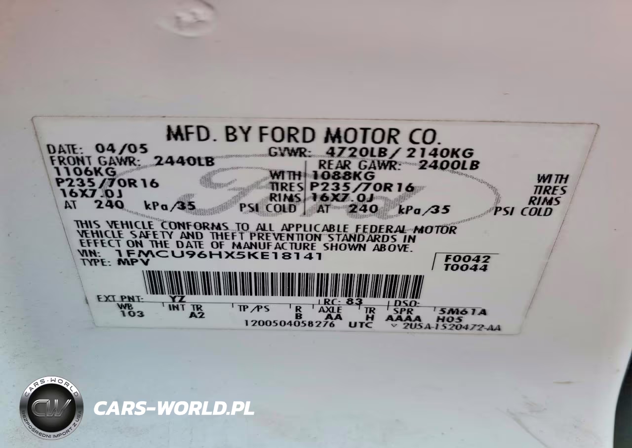 2005 Ford Escape Hev VIN:1FMCU96HX5KE18141 - 12