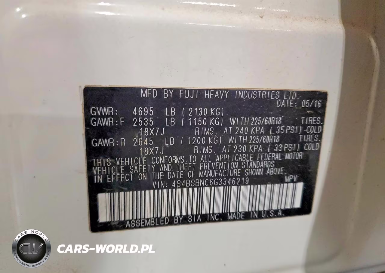 2016 Subaru Outback 2.5I Limited VIN:4S4BSBNC6G3346219 - 13
