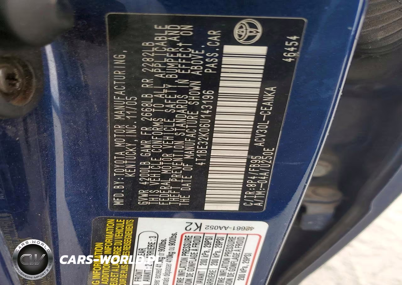 2006 Toyota Camry Le VIN:4T1BE32K06U143196 - 12