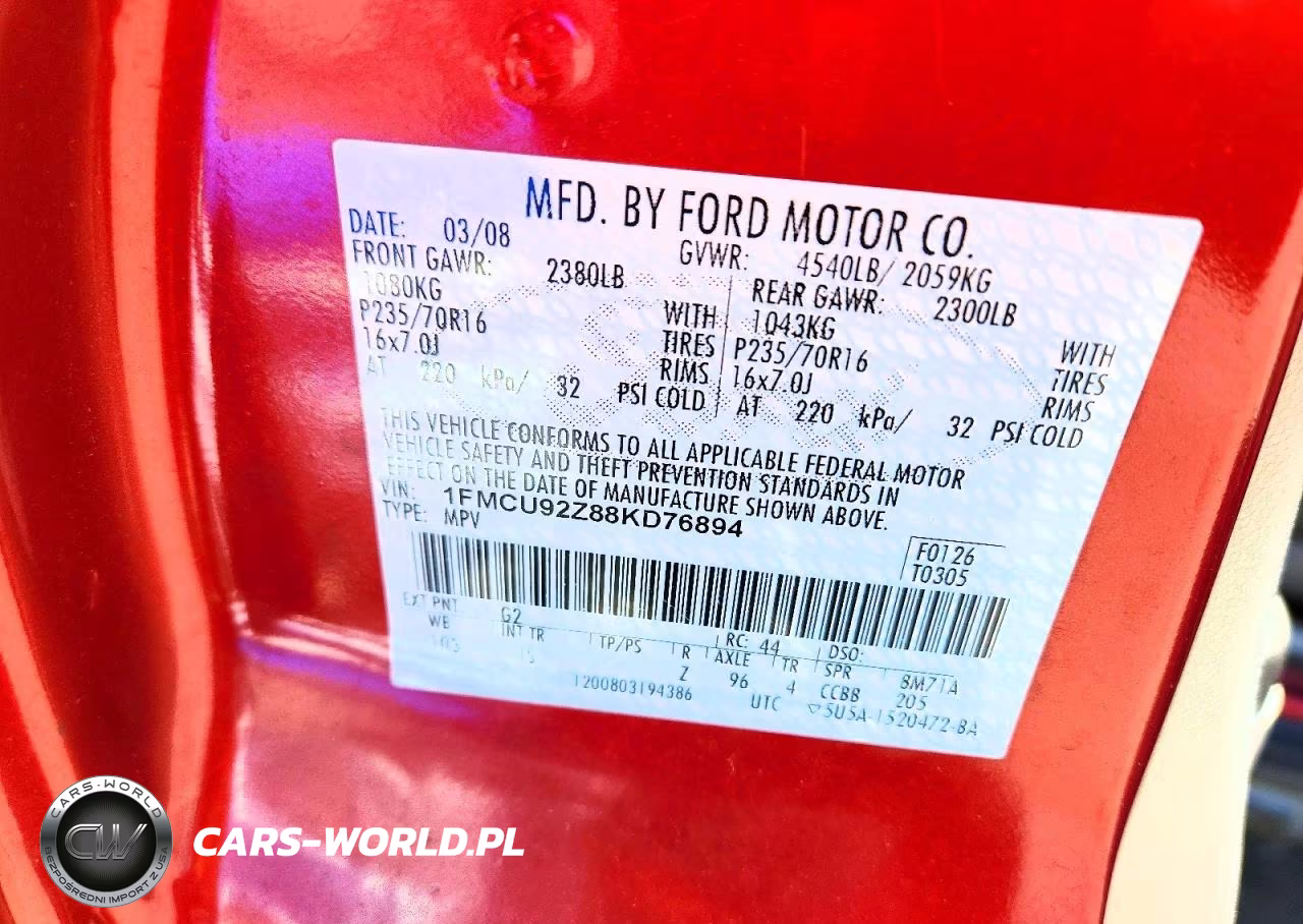2008 Ford Escape Xls VIN:1FMCU92Z88KD76894 - 13