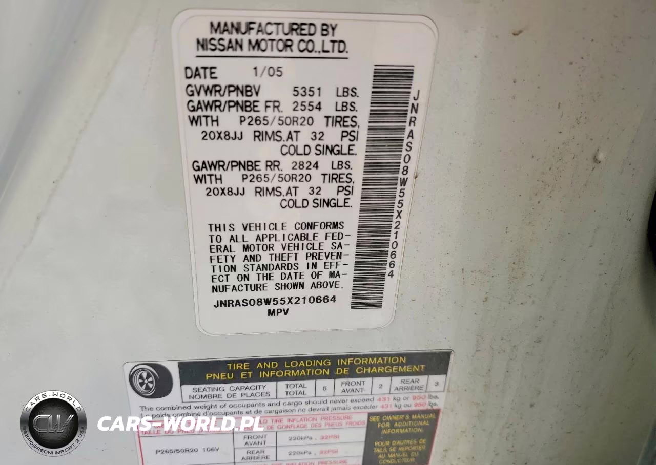 2005 Infiniti Fx35 Base VIN:JNRAS08W55X210664 - 13