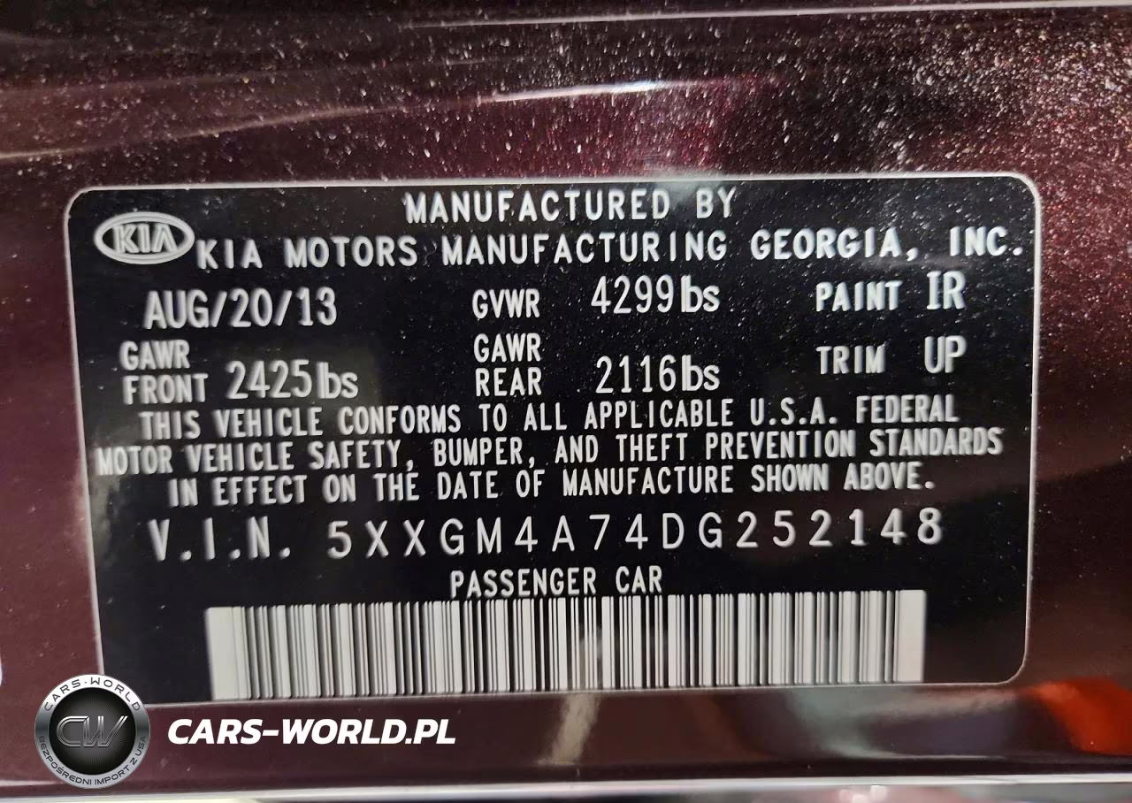 2013 Kia Optima Lx VIN:5XXGM4A74DG252148 - 13
