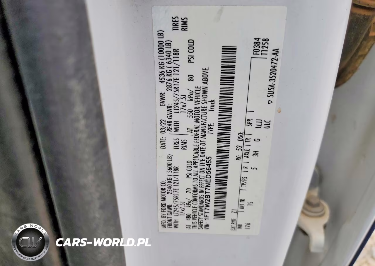 2022 Ford F250 Super Duty VIN:1FT7W2BT7NED56455 - 13