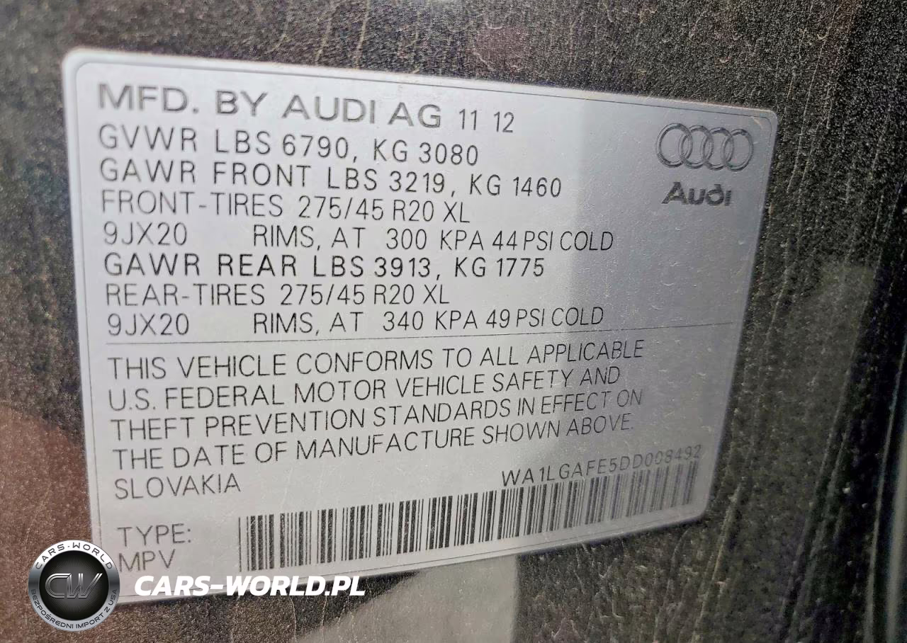2013 Audi Q7 Premium Plus VIN:WA1LGAFE5DD008492 - 13