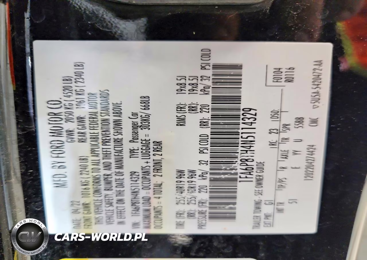 2022 Ford Mustang VIN:1FA6P8TH4N5114329 - 12
