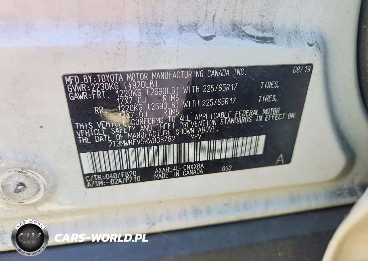 2019 Toyota Rav4 Le VIN:2T3MWRFV5KW038782 - 13