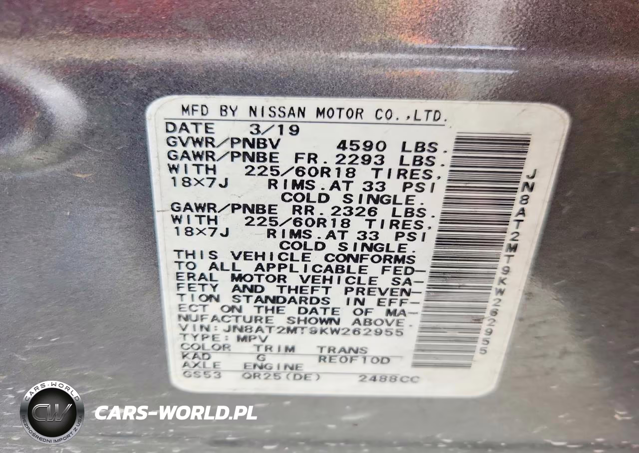 2019 Nissan Rogue Sv VIN:JN8AT2MT9KW262955 - 13