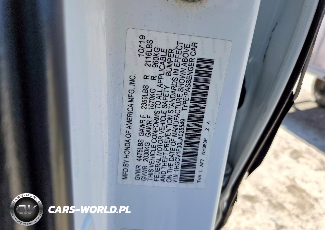 2020 Honda Accord Sport VIN:1HGCV1F30LA025549 - 12