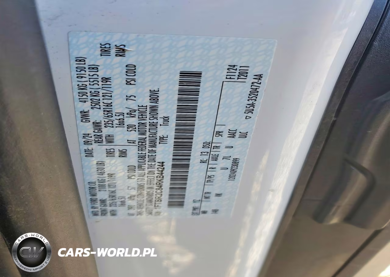2024 Ford Transit T-250 VIN:1FTBR2C84RKB44244 - 14