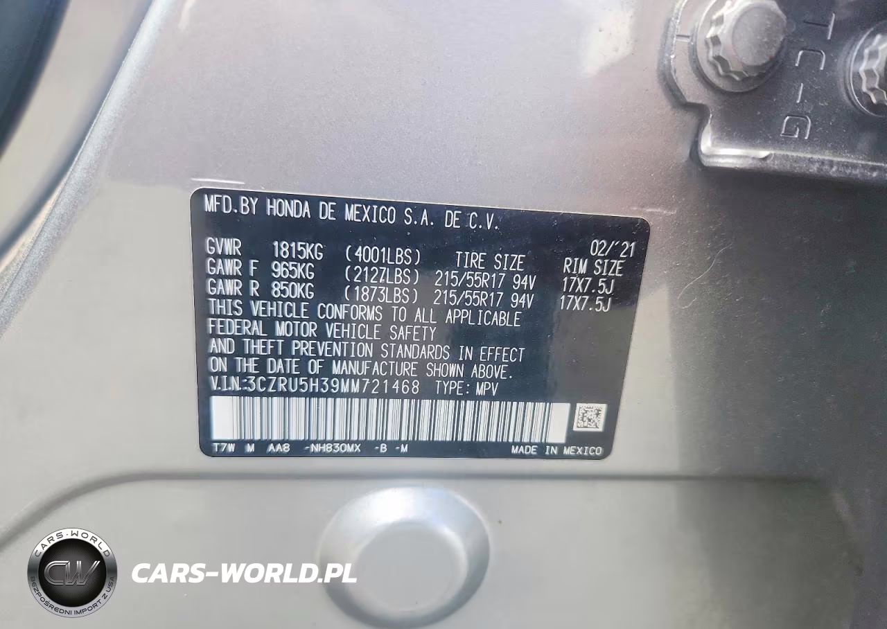 2021 Honda Hr-V Lx VIN:3CZRU5H39MM721468 - 13