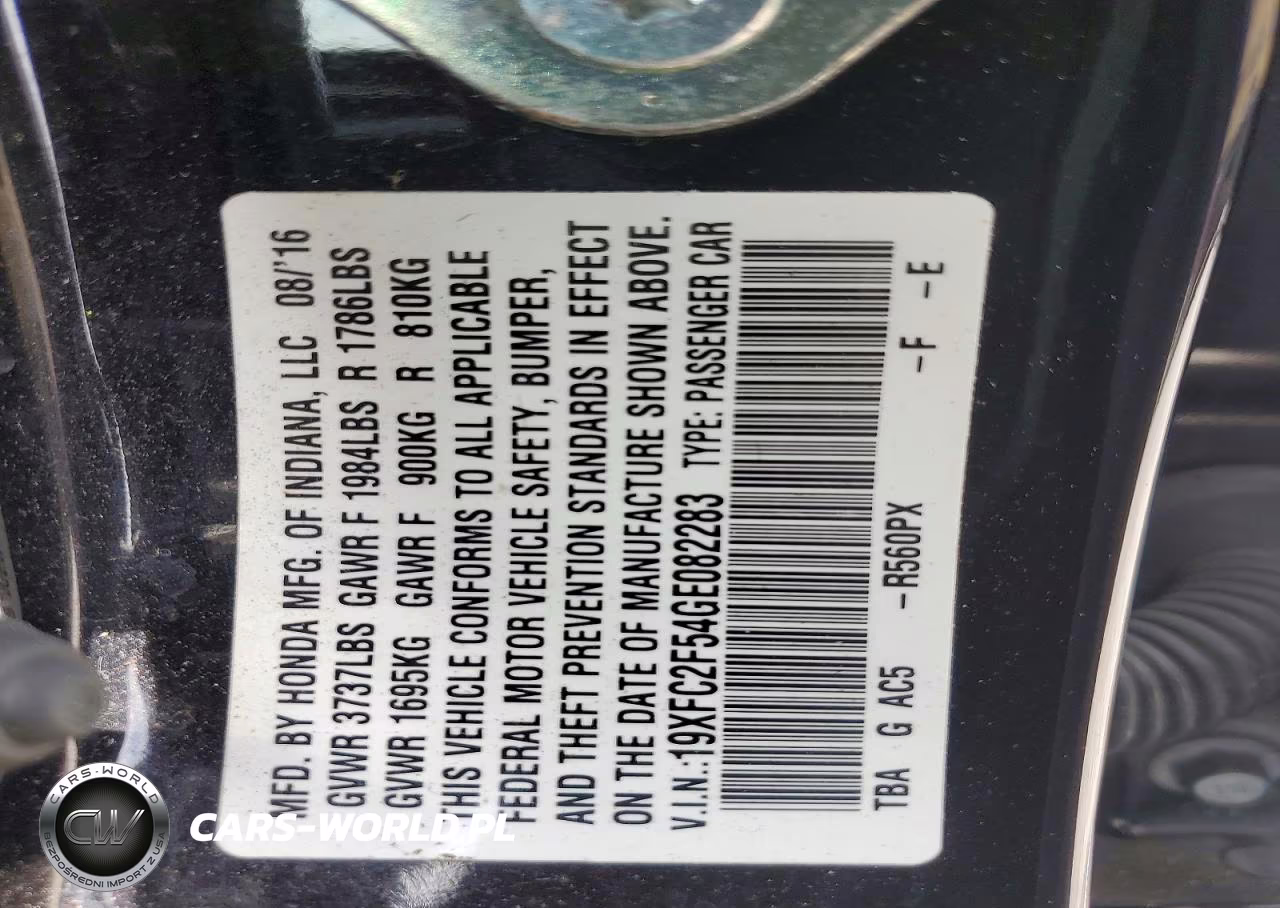 2016 Honda Civic Lx VIN:19XFC2F54GE082283 - 12