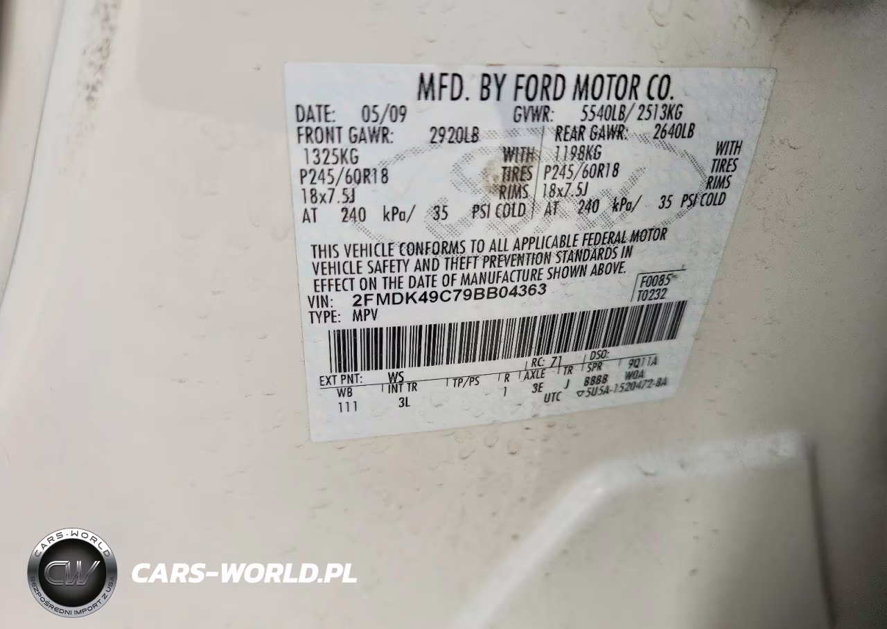 2009 Ford Edge Limited VIN:2FMDK49C79BB04363 - 13