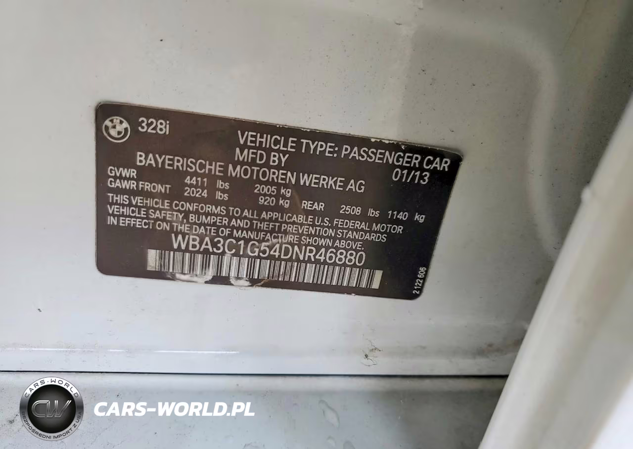 2013 BMW 328 I Sulev VIN:WBA3C1G54DNR46880 - 12