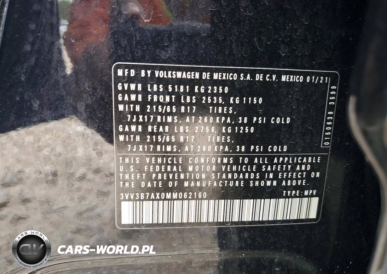 2021 Volkswagen Tiguan Se VIN:3VV3B7AX0MM062160 - 13
