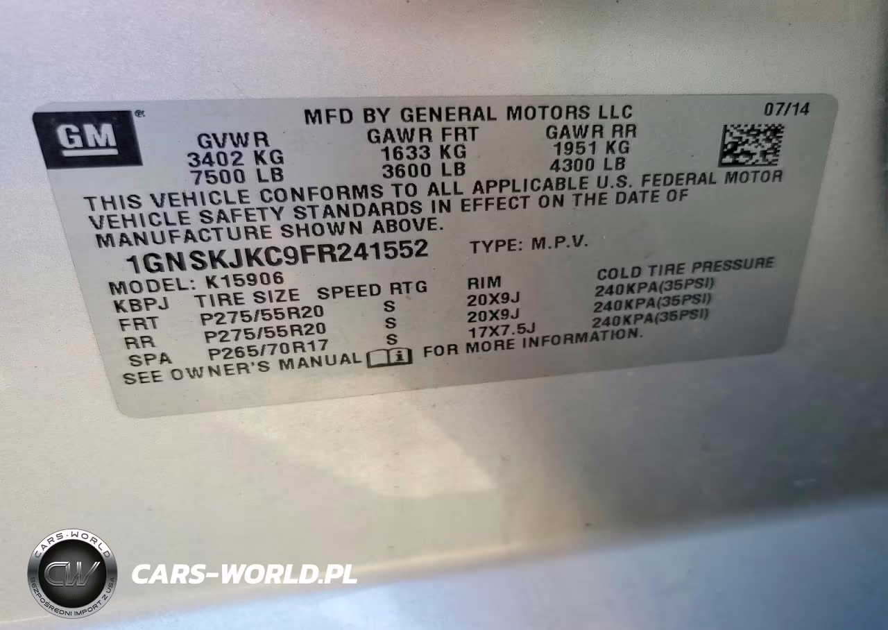 2015 Chevrolet Suburban K1500 Lt VIN:1GNSKJKC9FR241552 - 13