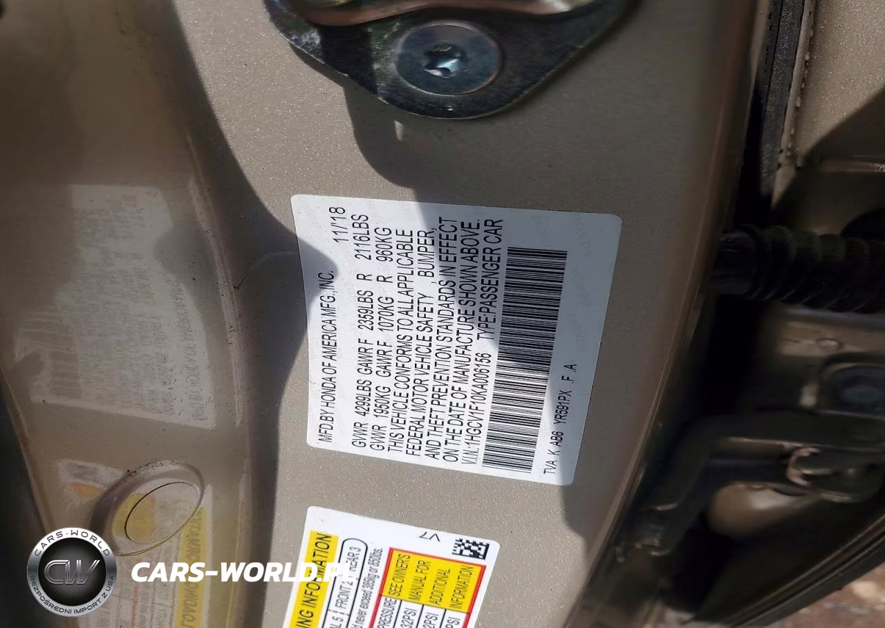 2019 Honda Accord Lx VIN:1HGCV1F10KA006156 - 12