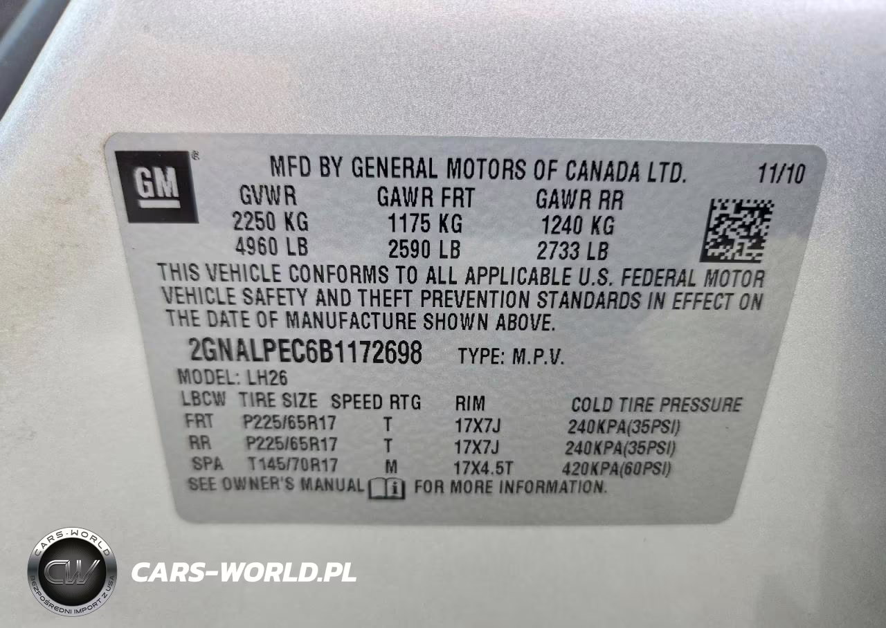 2011 Chev Equinox VIN:2GNALPEC6B1172698 - 12
