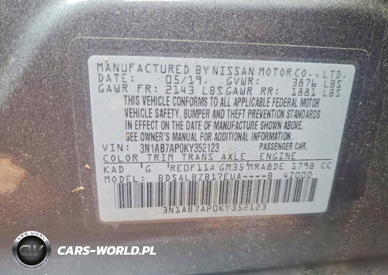 2019 Nissan Sentra S VIN:3N1AB7AP0KY352123 - 12