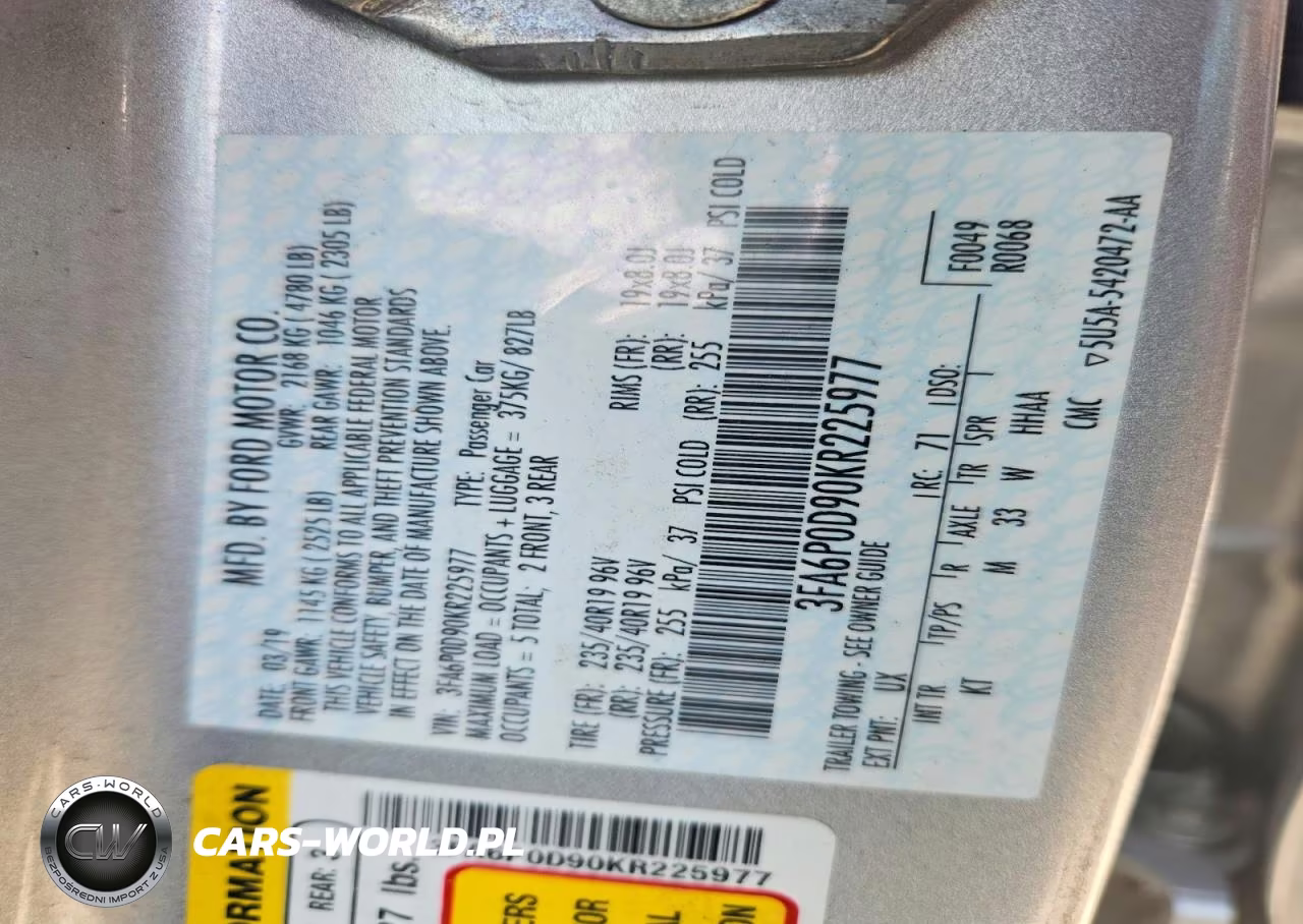 2019 Ford Fusion Titanium VIN:3FA6P0D90KR225977 - 12