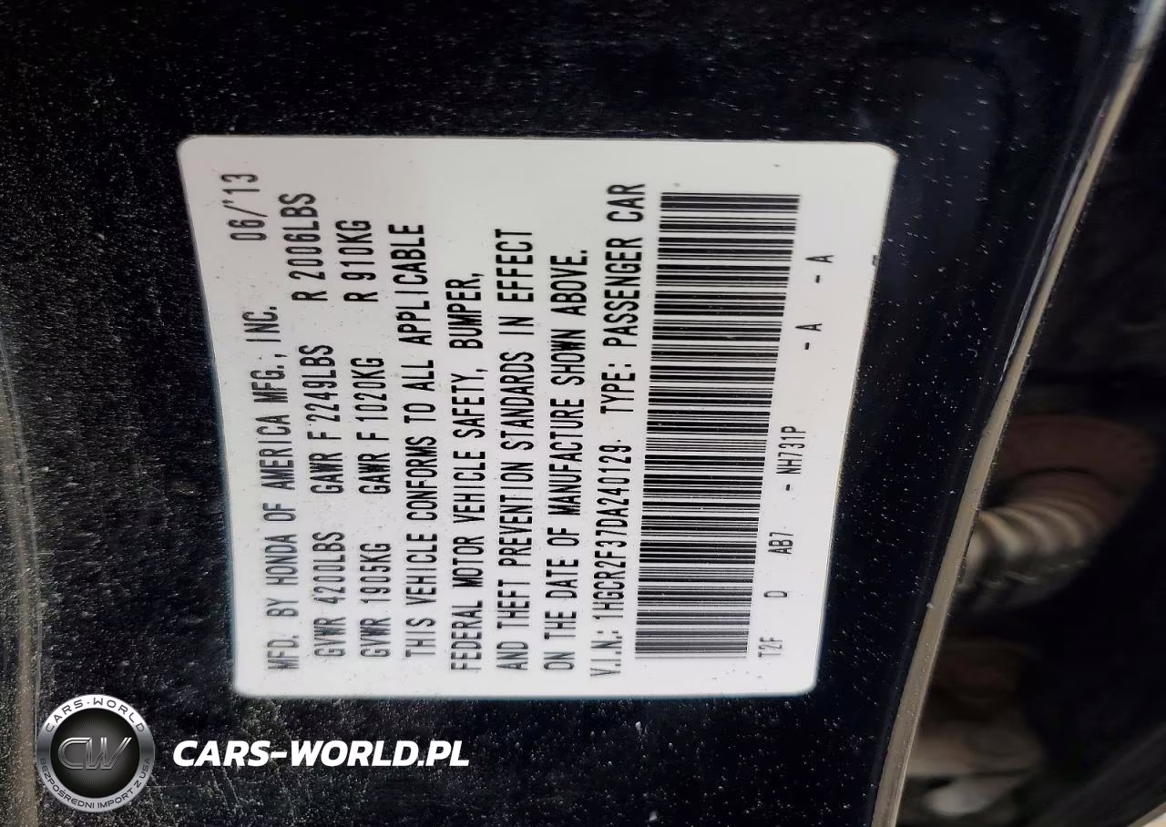 2013 Honda Accord Lx VIN:1HGCR2F37DA240129 - 12